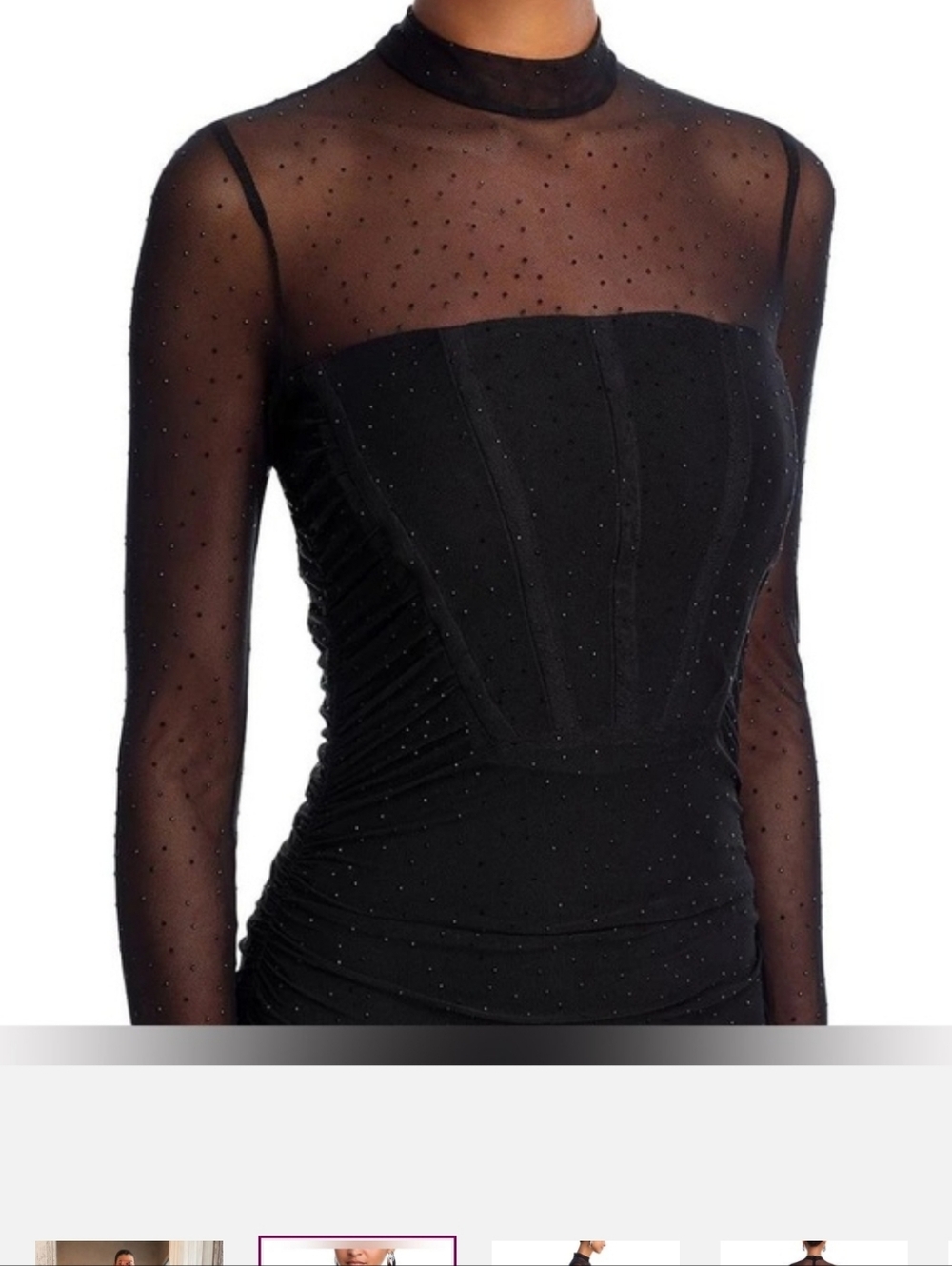 Black Halo Lexington Long Sleeve Mesh Evening Gown - Picture 4 of 16